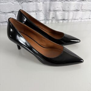 Coach Mid Heel Pump Black Patent Leather Pointed Toe Women Size 8.5 FG1479